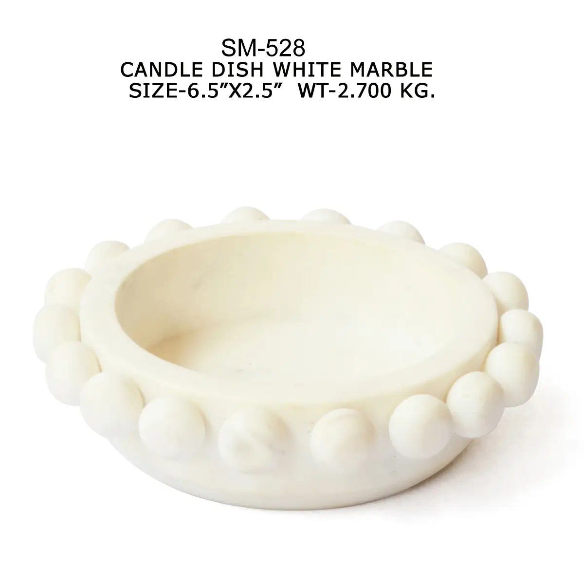 CANDLE DISH WHITE MARBLE